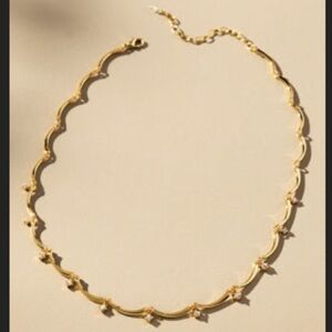 GOLD Anthropologie Crystal Scallop Necklace